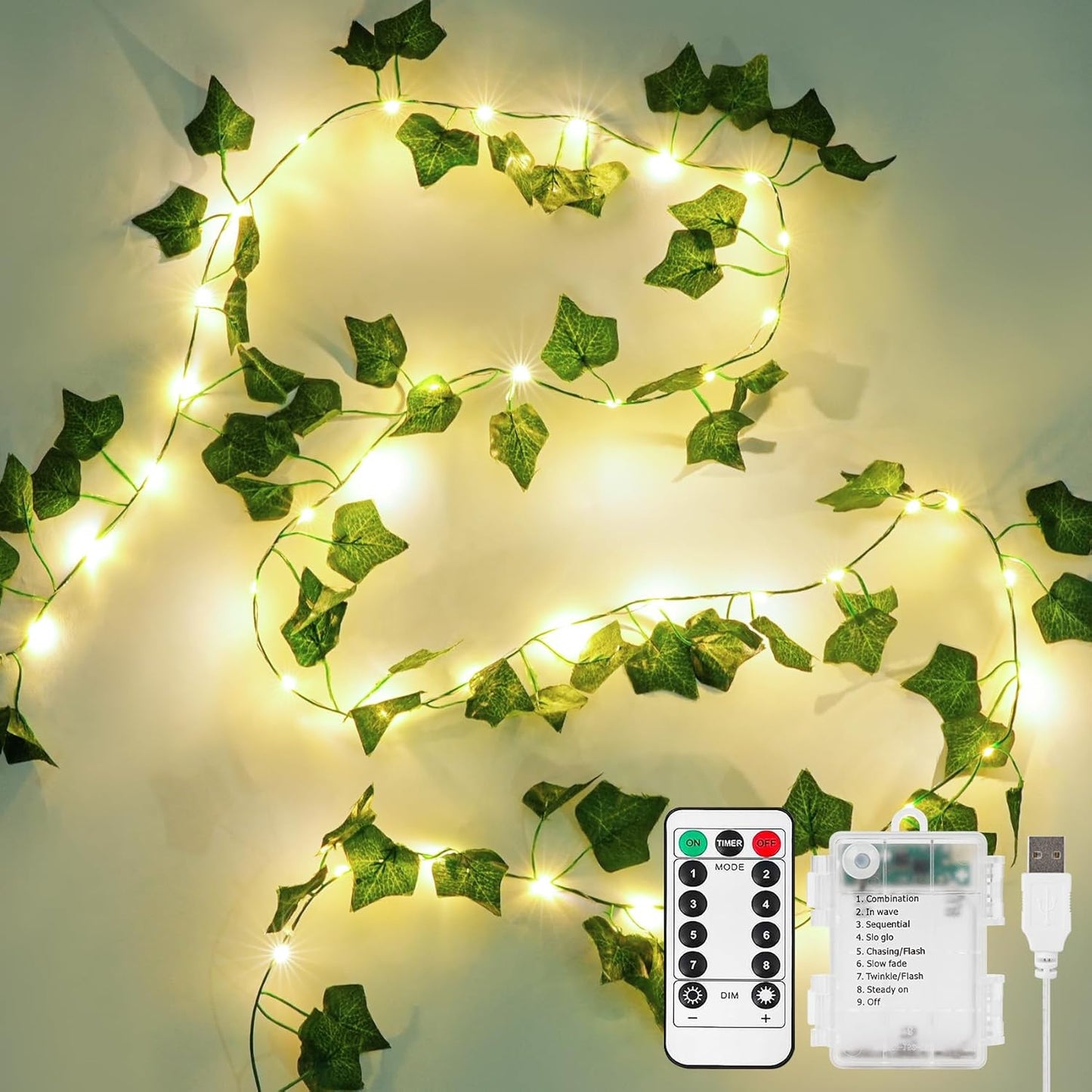 Tiendamodo™ Garden Leaf – Guirnalda de luces con flores