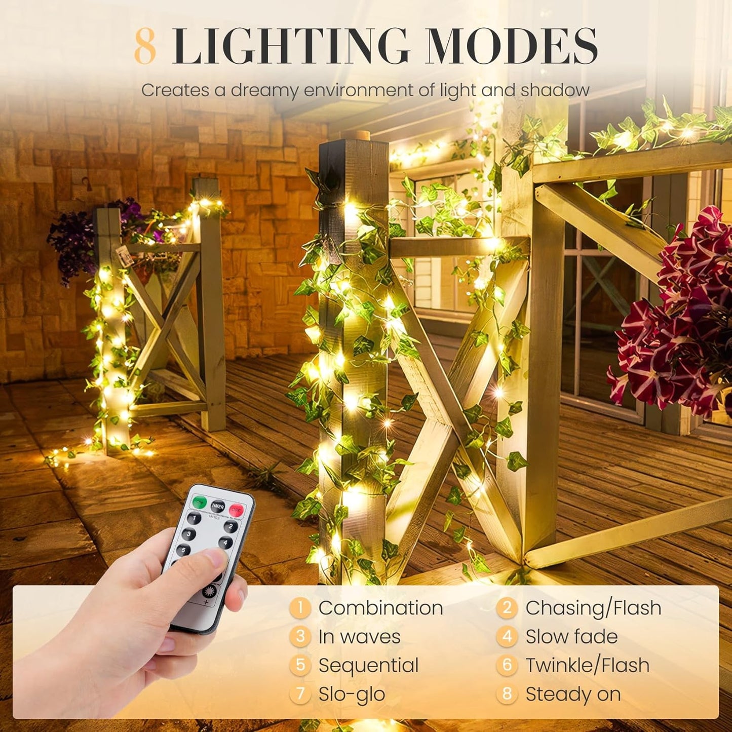 Tiendamodo™ Garden Leaf – Guirnalda de luces con flores